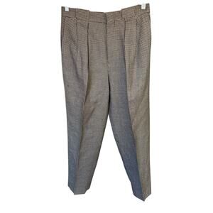 Vtg I. Magnin 100% Wool Houndstooth Womens Pants Sz 12 Pleated Old Money Preppy